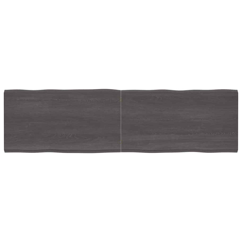 Berkfield Table Top Dark Grey 220x60x4 cm Treated Solid Wood Oak Live Edge