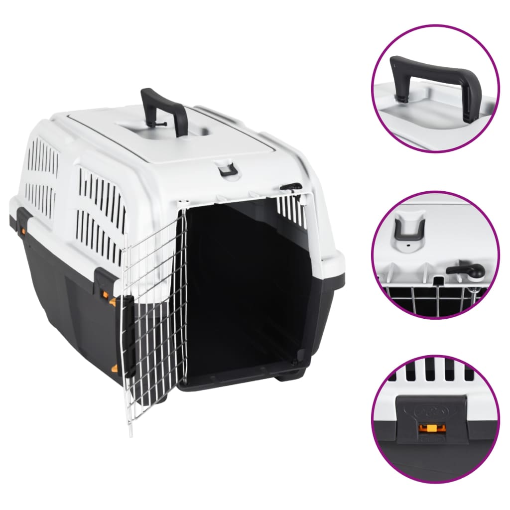 Berkfield Pet Carrier with Metal Door 55x36x35 cm Polypropylene