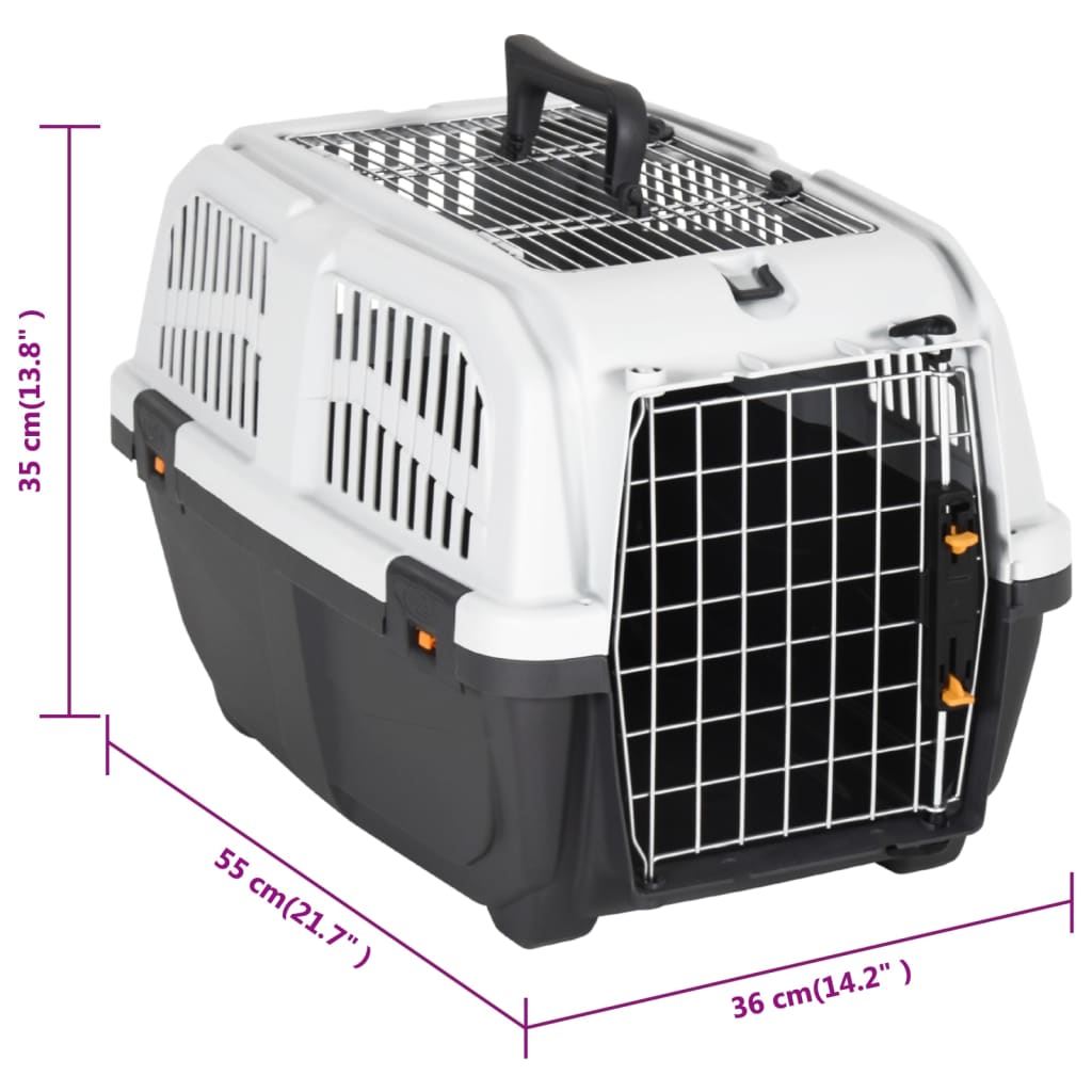 Berkfield Pet Carrier with Metal Door 55x36x35 cm Polypropylene