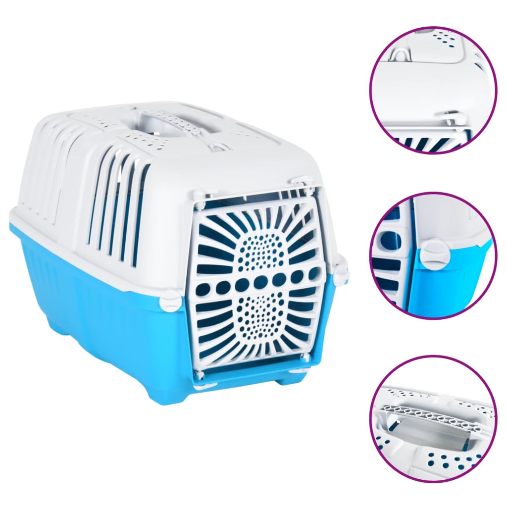 Berkfield Pet Carrier White and Blue 48x31.5x33cm Polypropylene