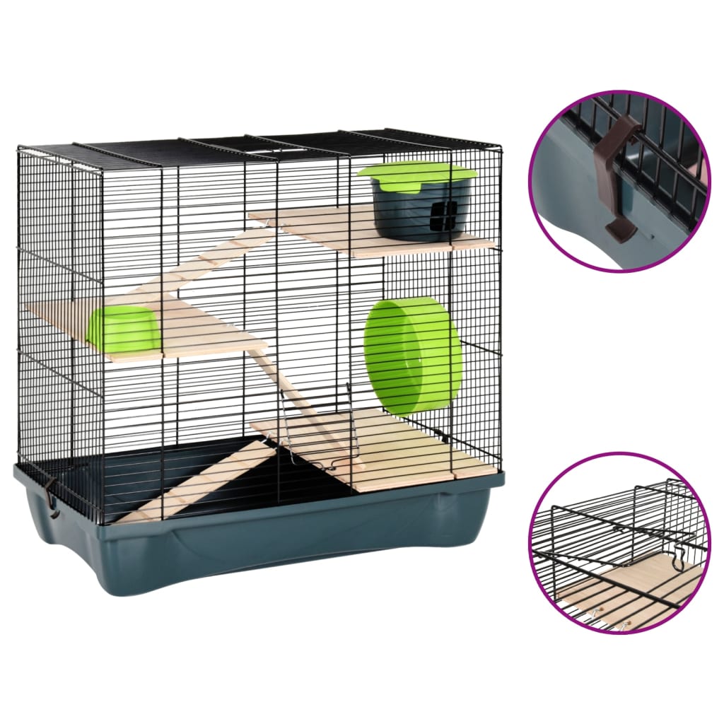 Berkfield Hamster Cage Grey 58x32x54 cm Polypropylene and Metal