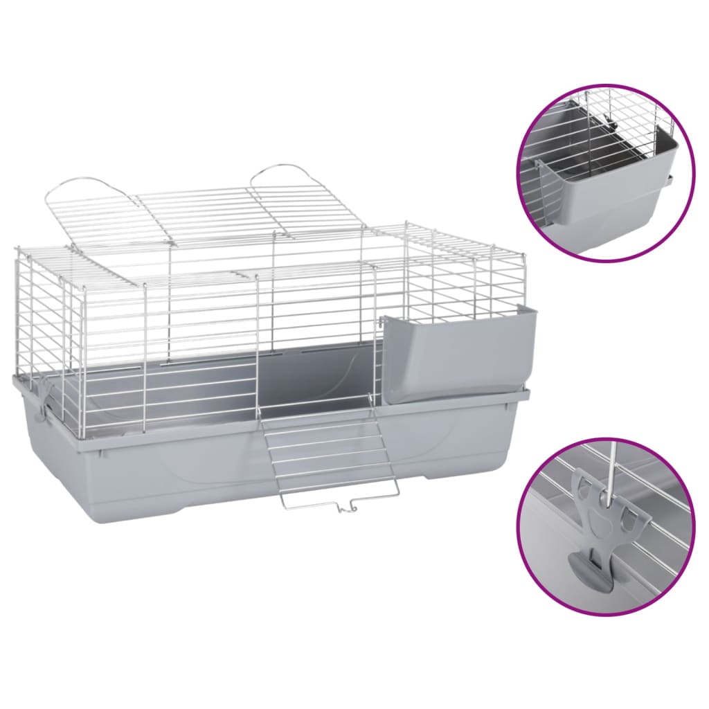 Berkfield Small Animal Cage Grey 80x45x39 cm Polypropylene and Metal