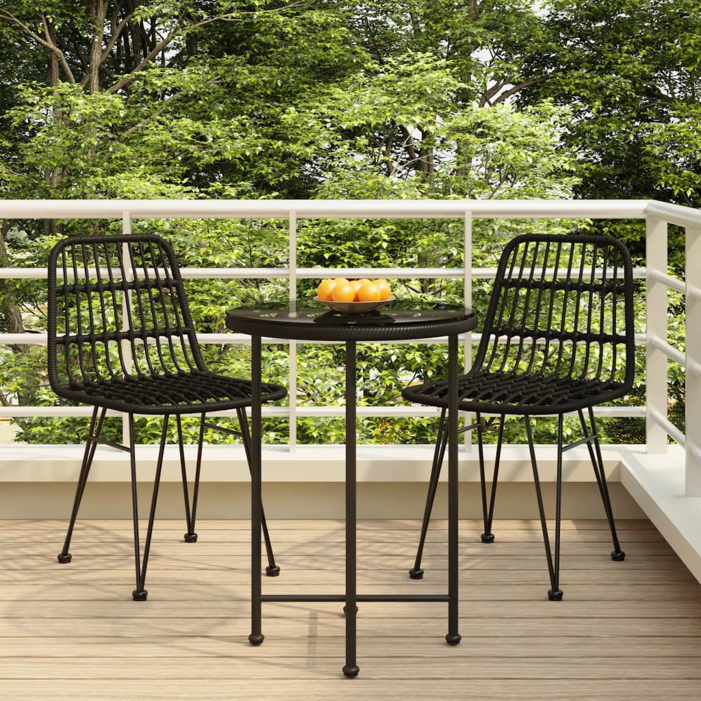 Berkfield 3 Piece Garden Dining Set Black Poly Rattan