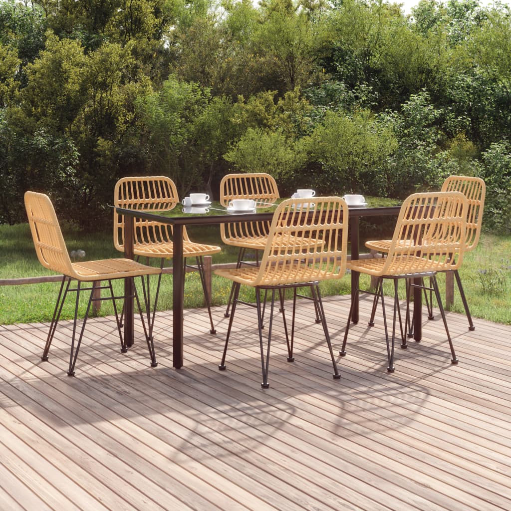 Berkfield 7 Piece Garden Dining Set Poly Rattan