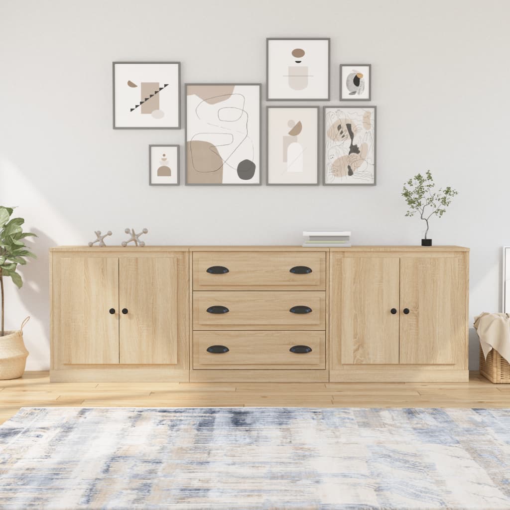 Berkfield Sideboards 3 pcs Sonoma Oak Engineered Wood