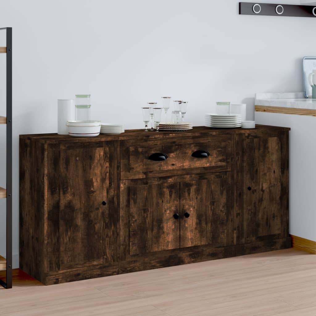 Berkfield Sideboards 3 pcs Smoked Oak Engineered Wood
