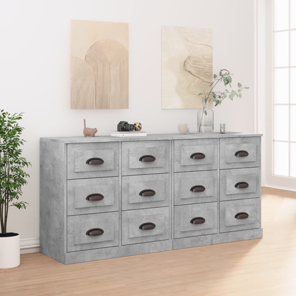 Berkfield Sideboards 2 pcs Concrete Grey Engineered Wood