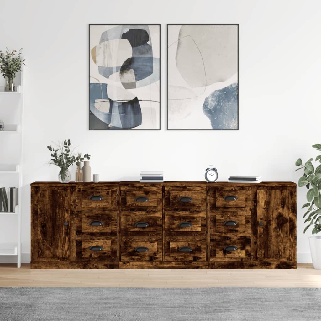 Berkfield Sideboards 3 pcs Smoked Oak Engineered Wood