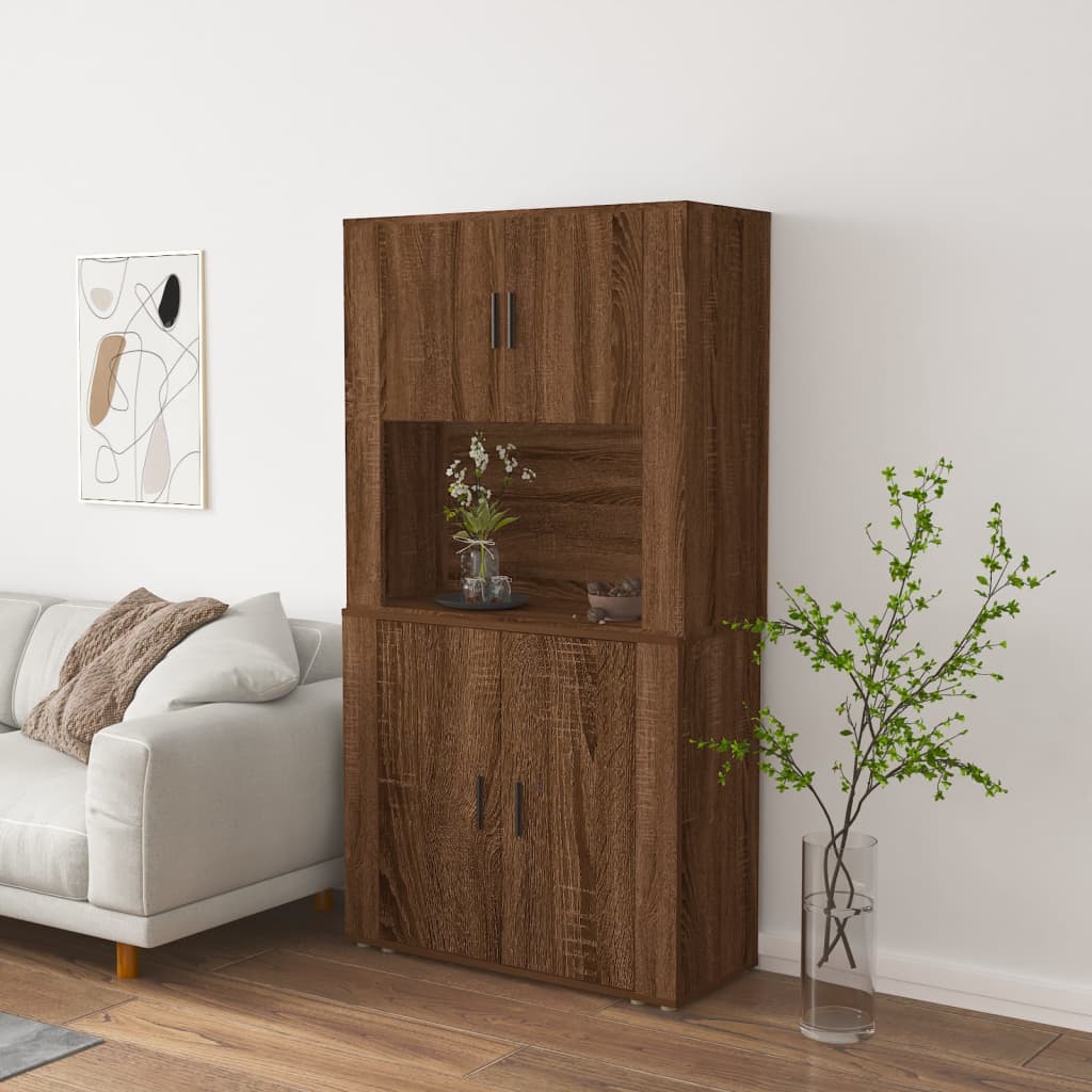 Berkfield Highboard Brown Oak Engineered Wood