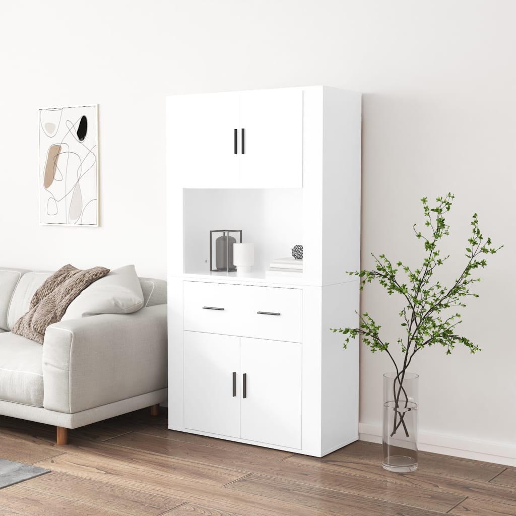 Berkfield Highboard High Gloss White Engineered Wood