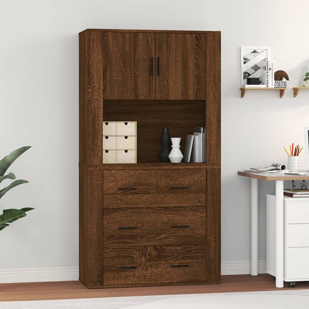 Berkfield Highboard Brown Oak Engineered Wood