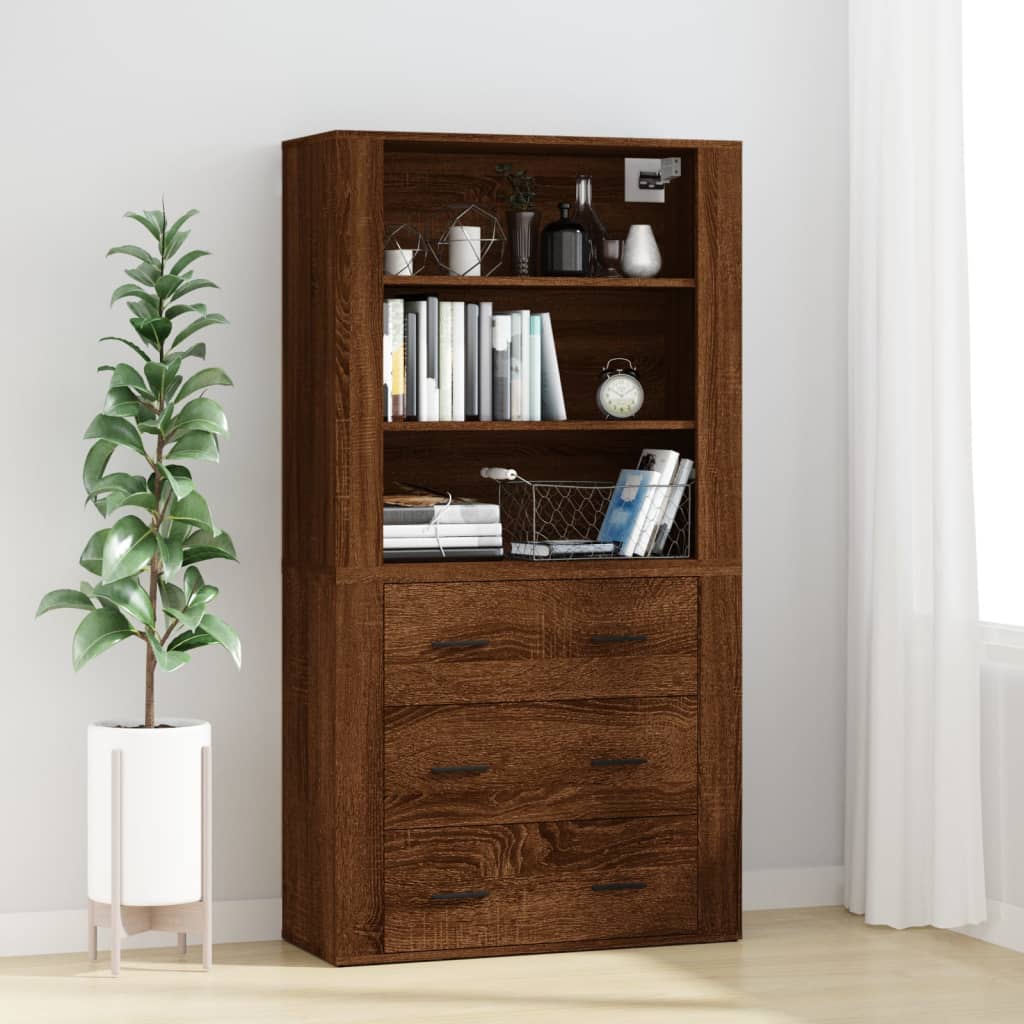 Berkfield Highboard Brown Oak Engineered Wood