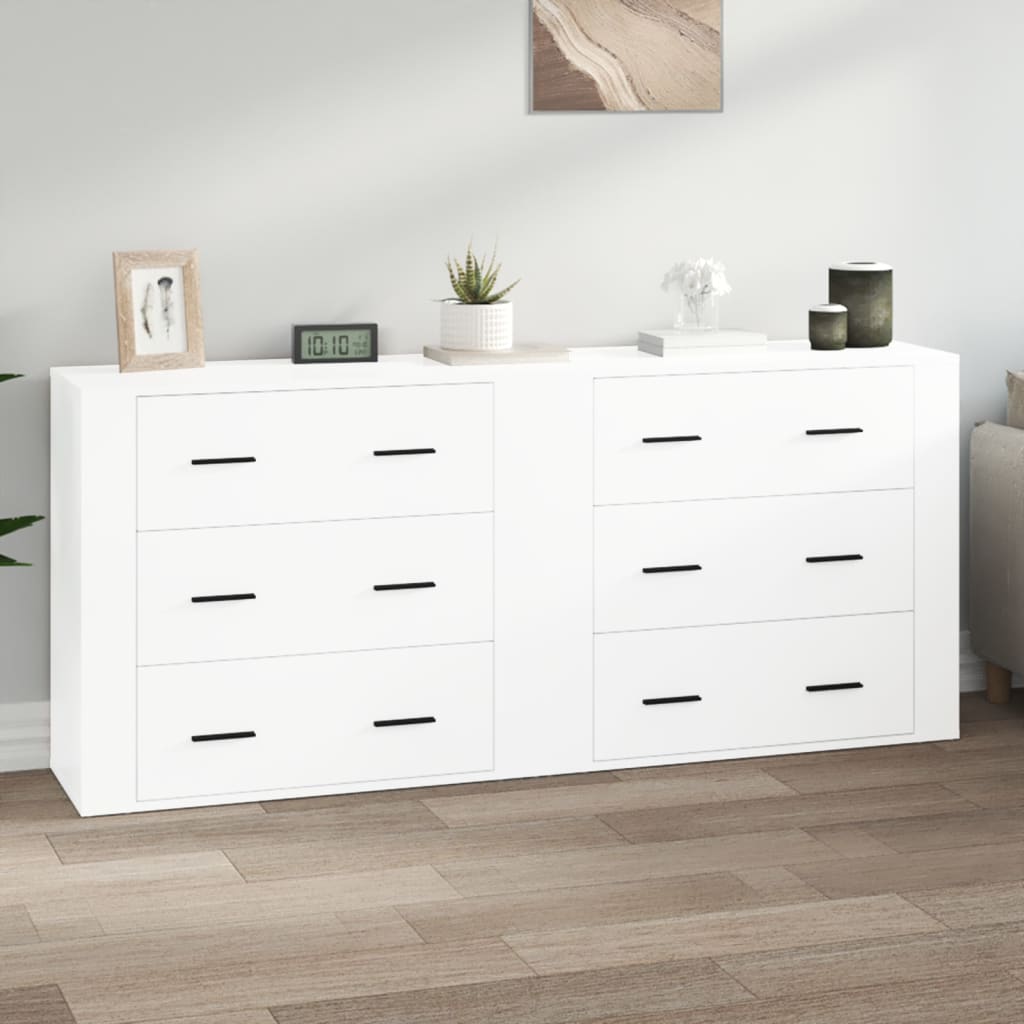 Berkfield Sideboards 2 pcs High Gloss White Engineered Wood