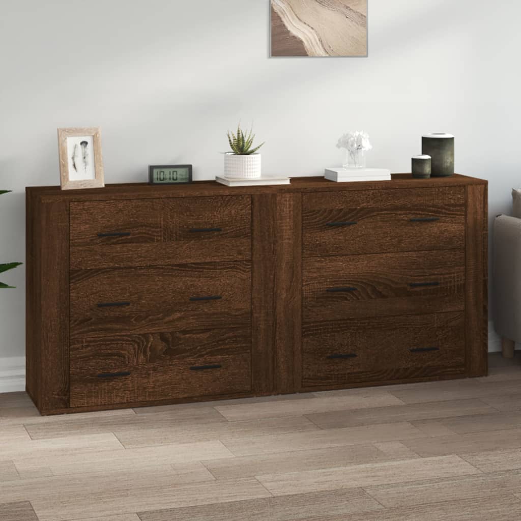 Berkfield Sideboards 2 pcs Brown Oak Engineered Wood