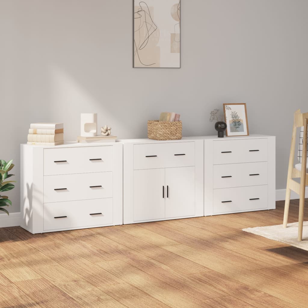 Berkfield Sideboards 3 pcs White Engineered Wood