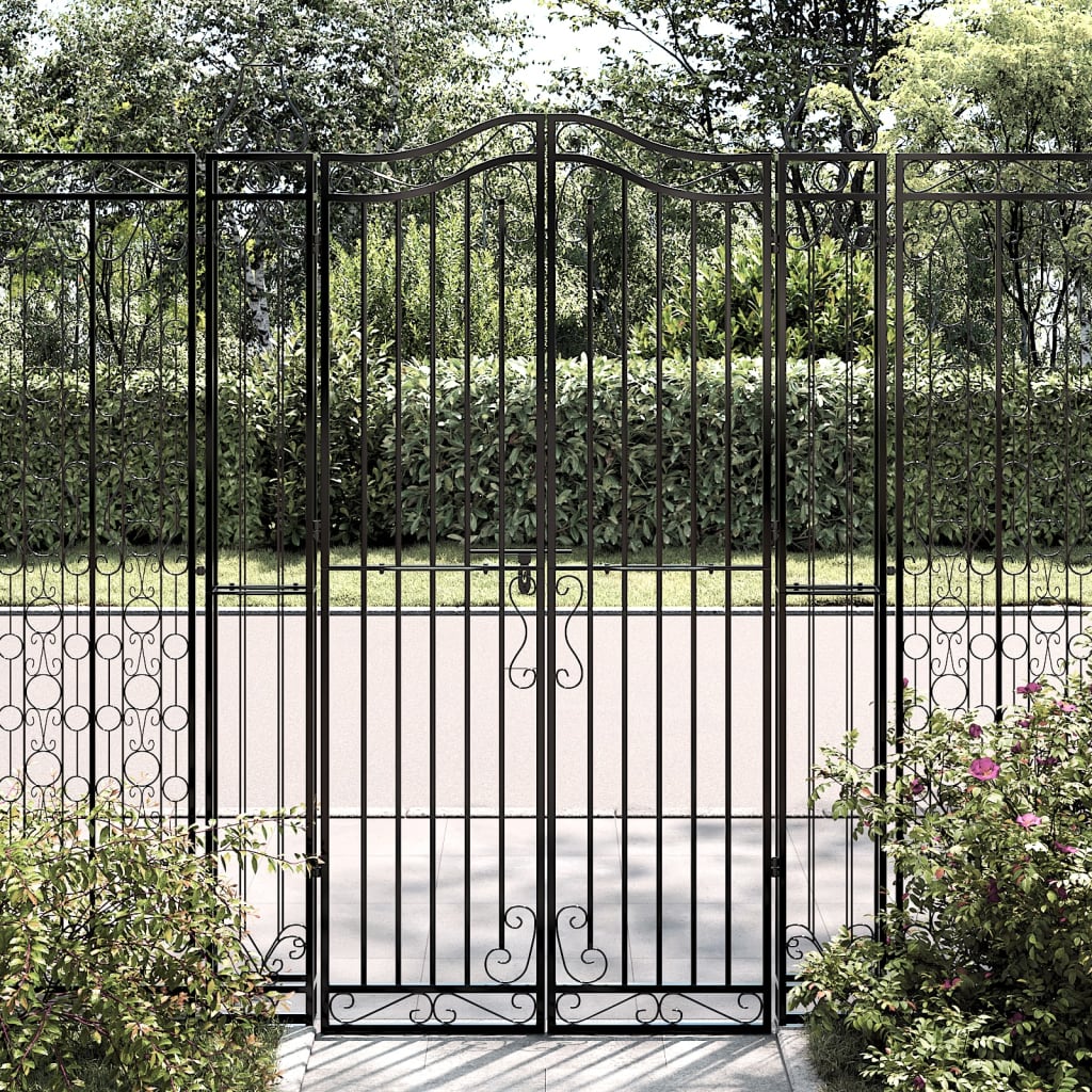 Berkfield Garden Gate Black 121x8x180 cm Wrought Iron