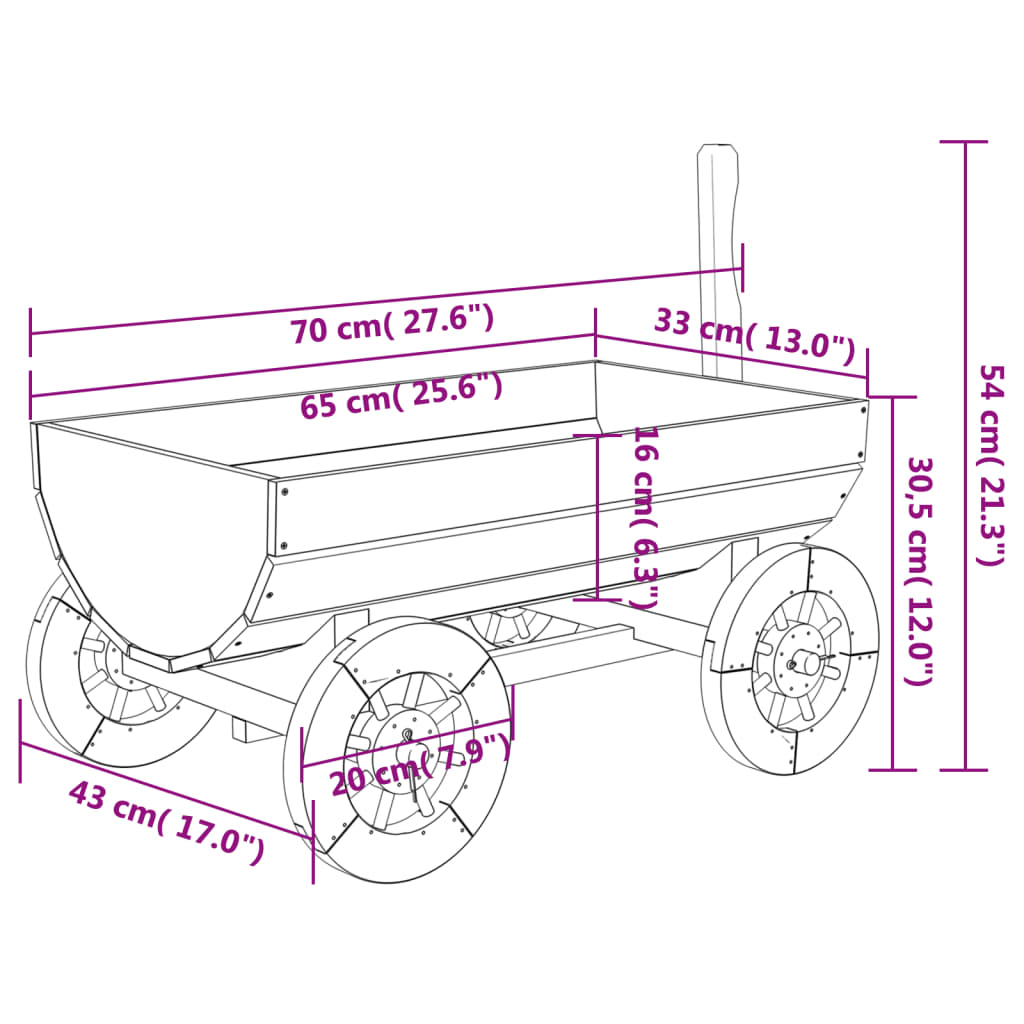 Berkfield Decorative Wagon 70x43x54 cm Solid Wood Fir