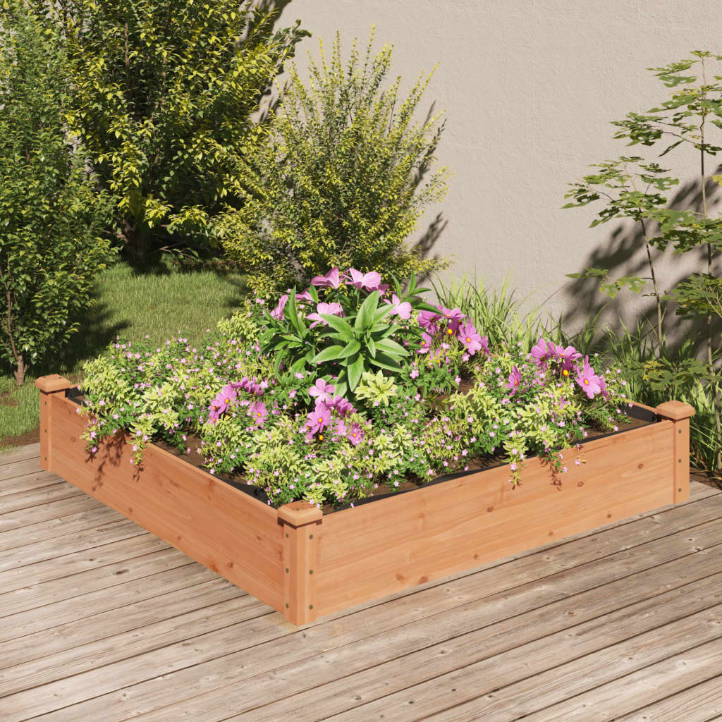 Berkfield Garden Raised Bed with Liner Brown 120x120x25 cm Solid Wood Fir