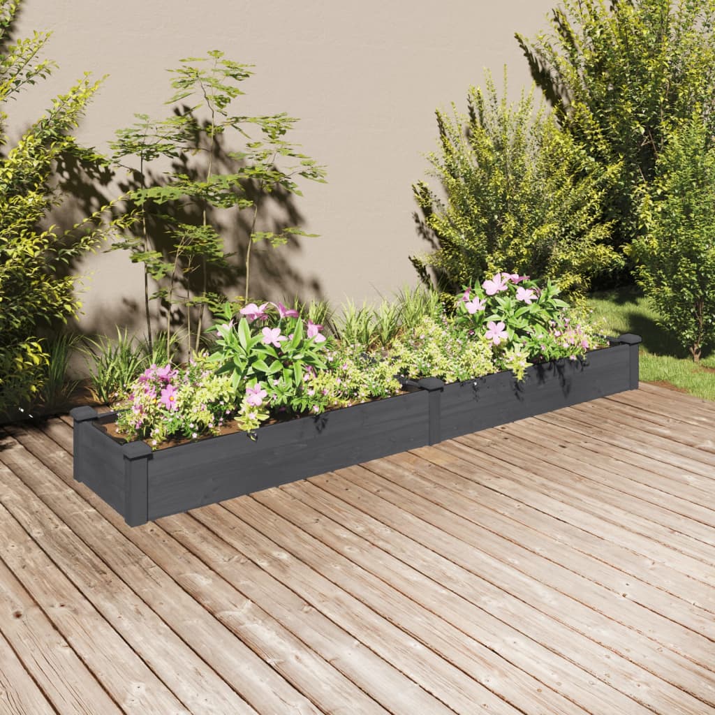Berkfield Garden Raised Bed with Liner Grey 240x45x25 cm Solid Wood Fir