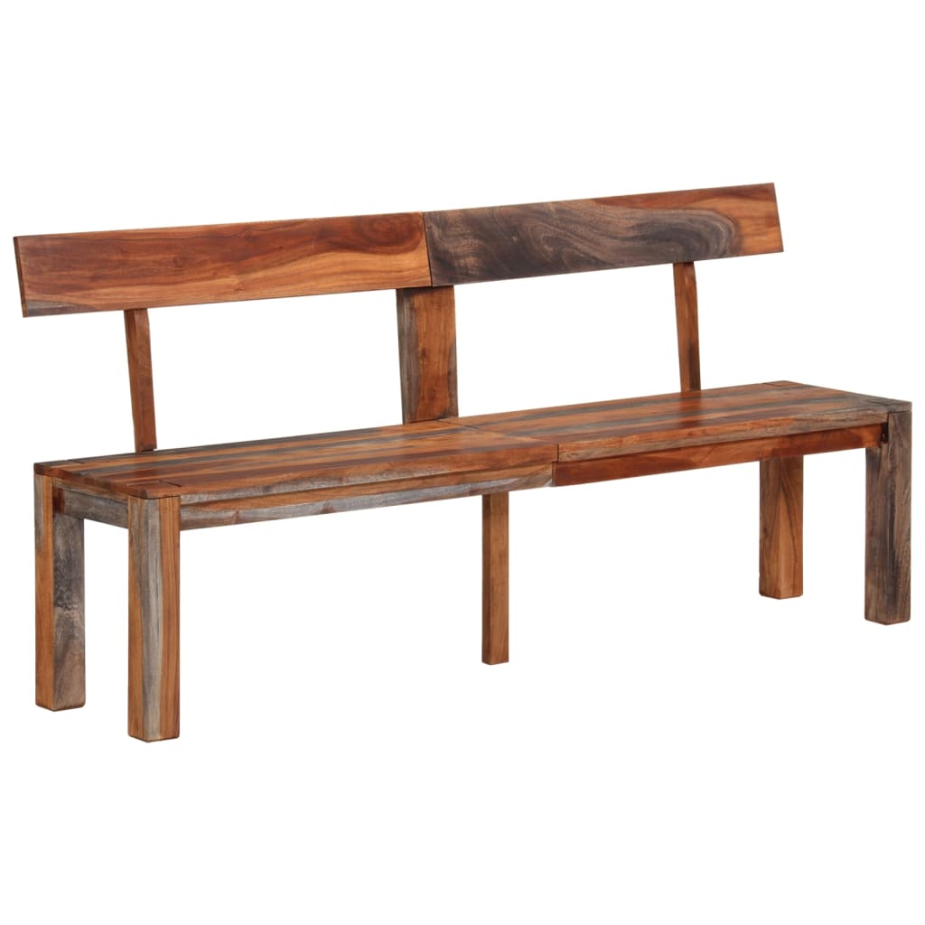Berkfield Bench with Backrest 160 cm Grey Solid Wood Acacia
