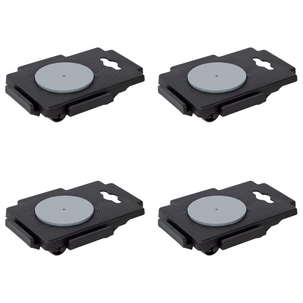 Berkfield Moving Dollies with 8 Wheels 4 pcs Black Polypropylene 150 kg