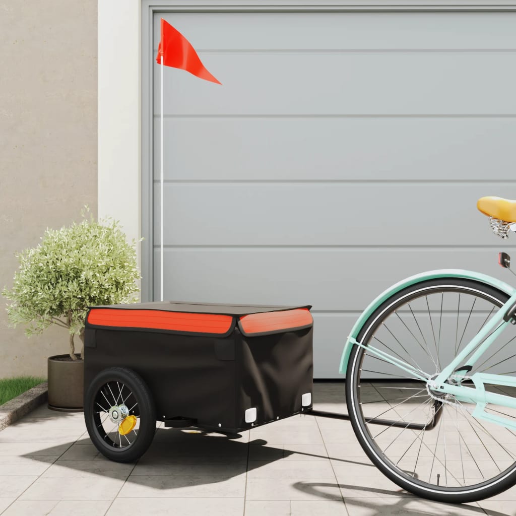 Berkfield Bike Cargo Trailer Black and Orange 30 kg Iron