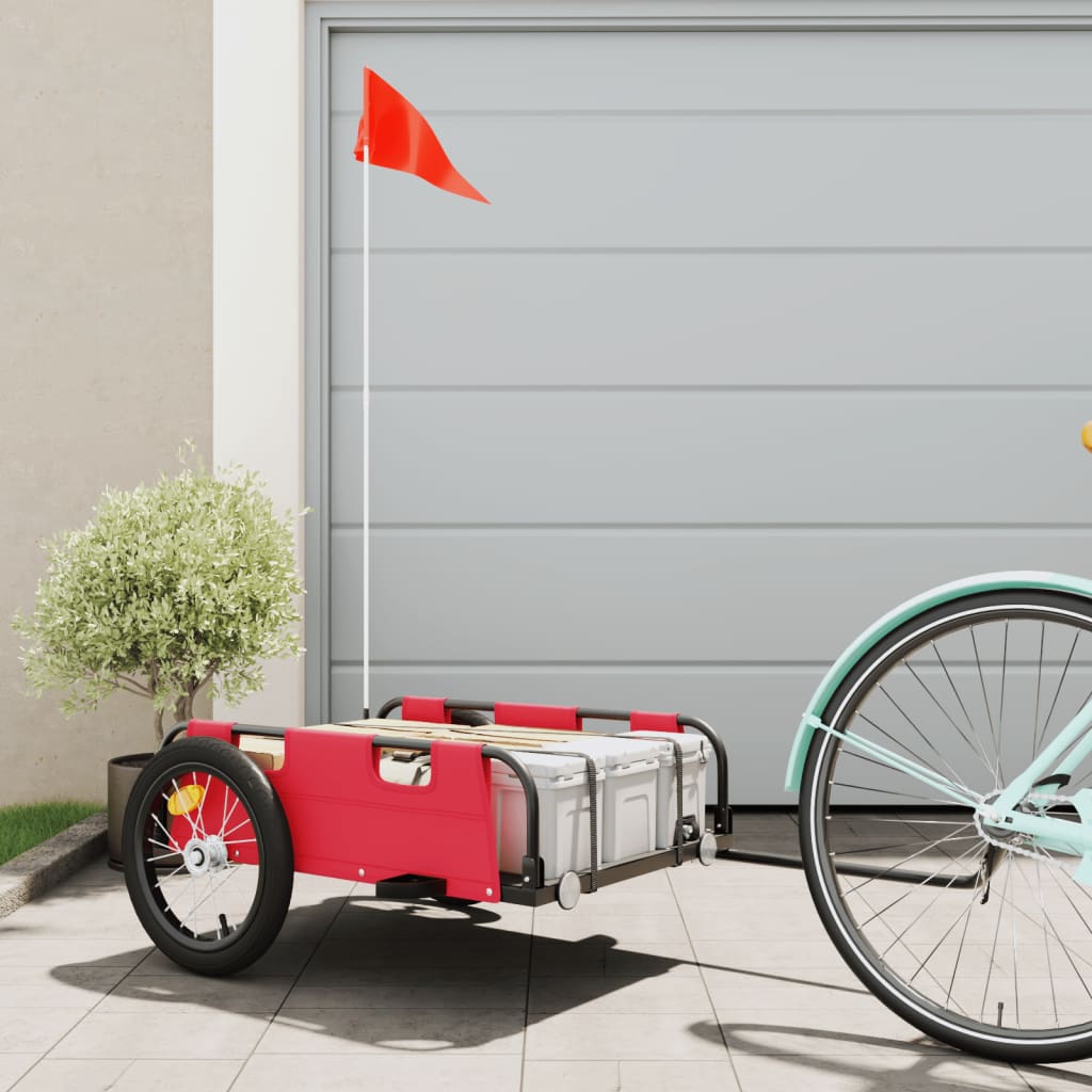 Berkfield Cargo Bike Trailer Red Oxford Fabric and Iron