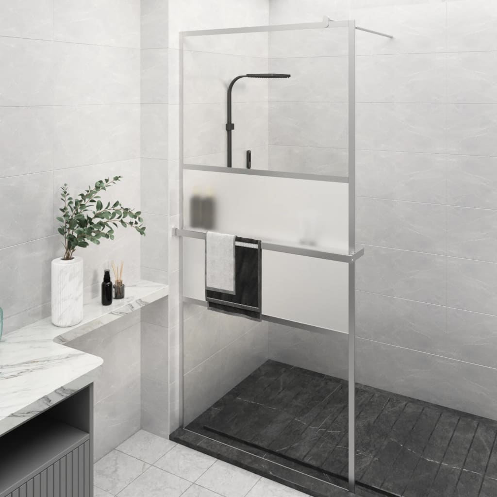 Berkfield Walk-in Shower Wall with Shelf Chrome 100x195 cm ESG Glass&Aluminium