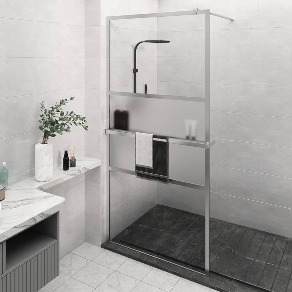 Berkfield Walk-in Shower Wall with Shelf Chrome 115x195 cm ESG Glass&Aluminium