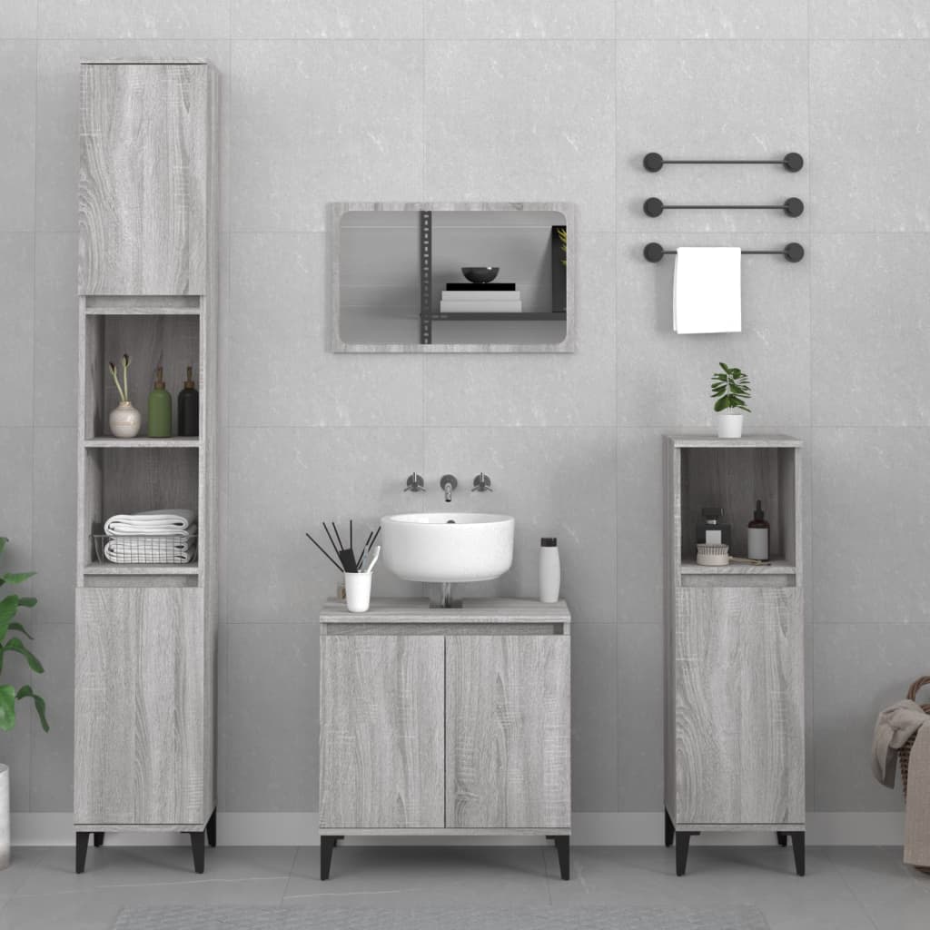 Berkfield 3 Piece Bathroom Furniture Set Grey Sonoma Engineered Wood