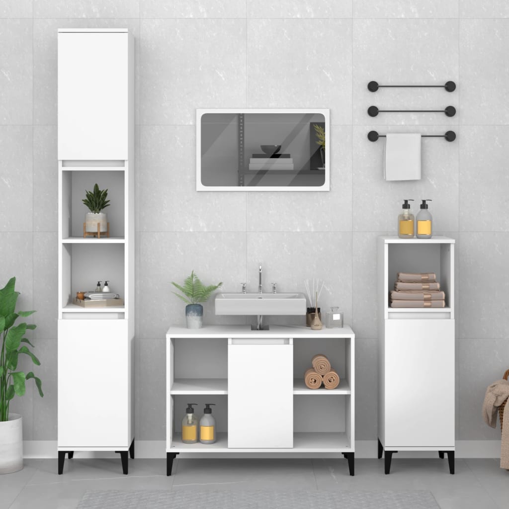 Berkfield 3 Piece Bathroom Furniture Set White Engineered Wood
