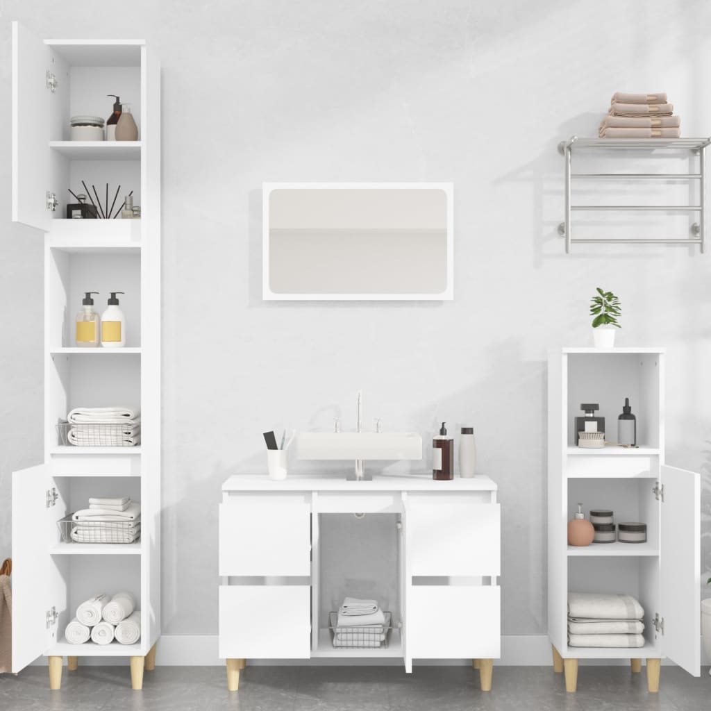 Berkfield 2 Piece Bathroom Furniture Set White Engineered Wood