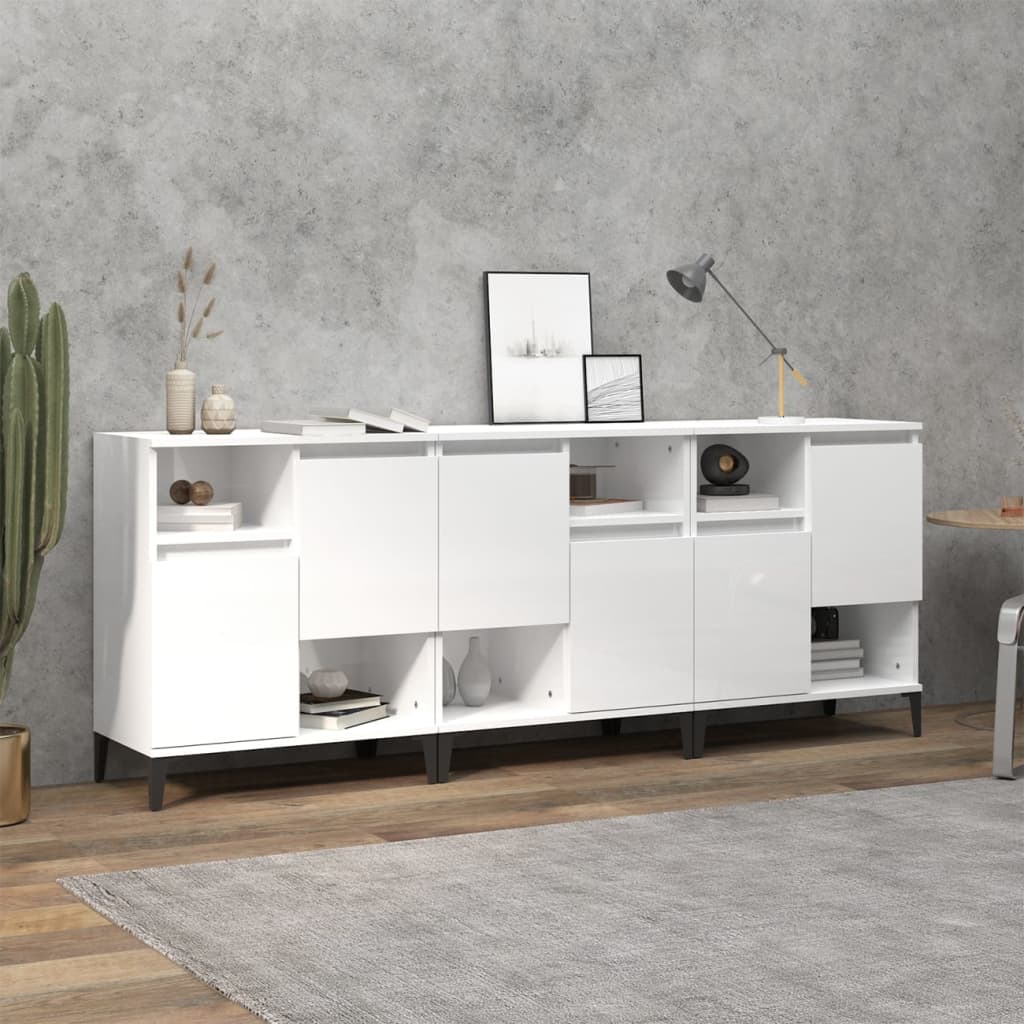 Berkfield Sideboards 3 pcs High Gloss White 60x35x70 cm Engineered Wood