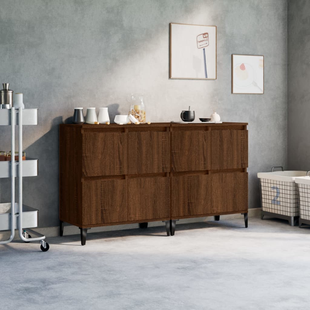 Berkfield Sideboards 2 pcs Brown Oak 60x35x70 cm Engineered Wood