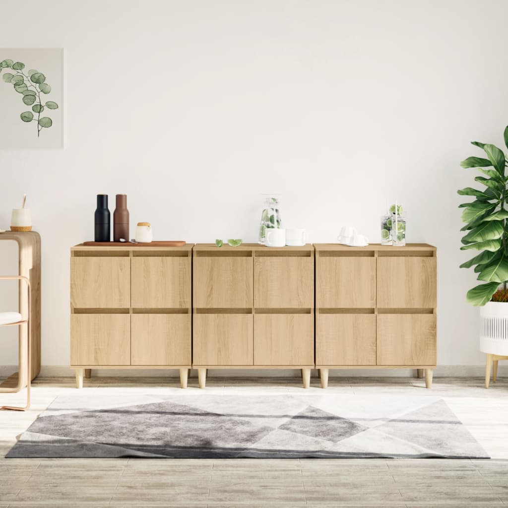 Berkfield Sideboards 3 pcs Sonoma Oak 60x35x70 cm Engineered Wood