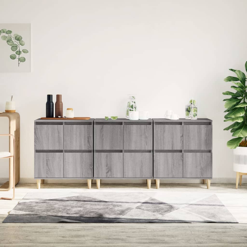 Berkfield Sideboards 3 pcs Grey Sonoma 60x35x70 cm Engineered Wood