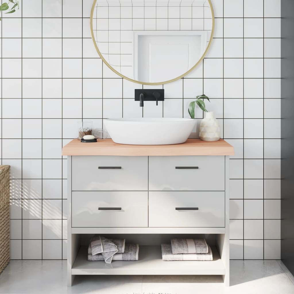 Berkfield Bathroom Countertop 100x40x6 cm Untreated Solid Wood