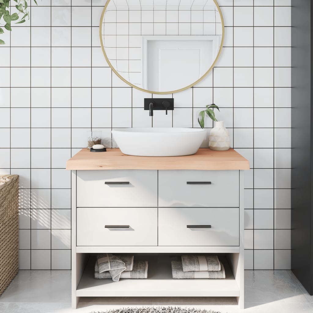 Berkfield Bathroom Countertop 100x50x6 cm Untreated Solid Wood