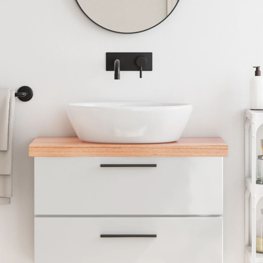 Berkfield Bathroom Countertop Light Brown 80x30x6 cm Treated Solid Wood