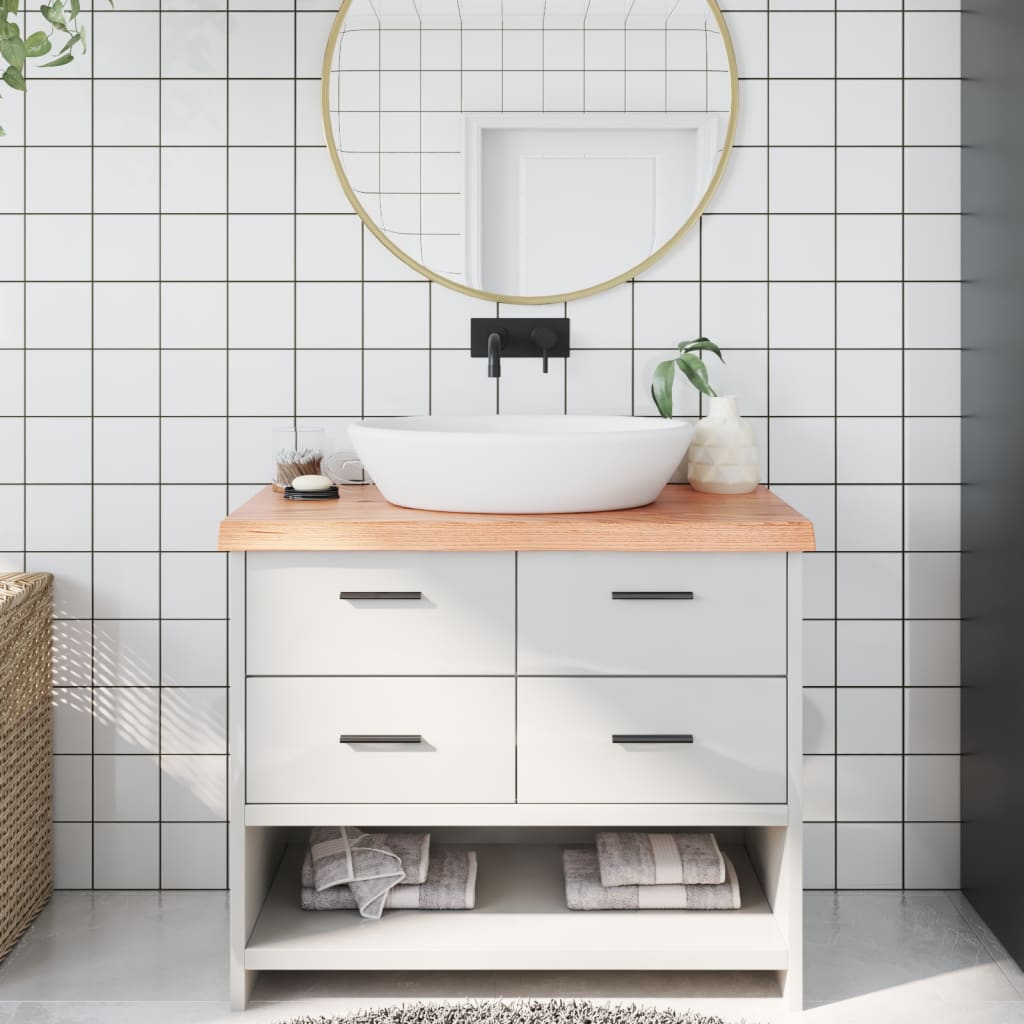 Berkfield Bathroom Countertop Light Brown 100x50x6 cm Treated Solid Wood