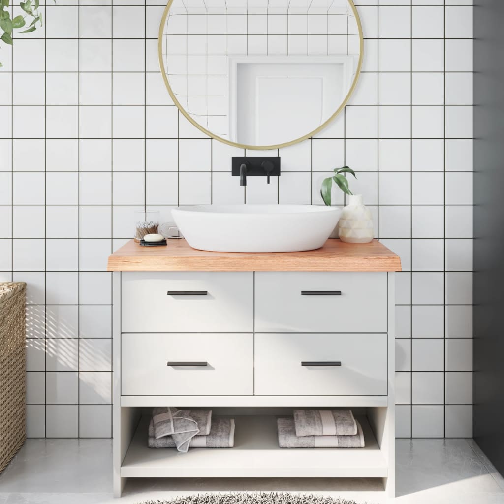 Berkfield Bathroom Countertop Light Brown 100x60x6 cm Treated Solid Wood