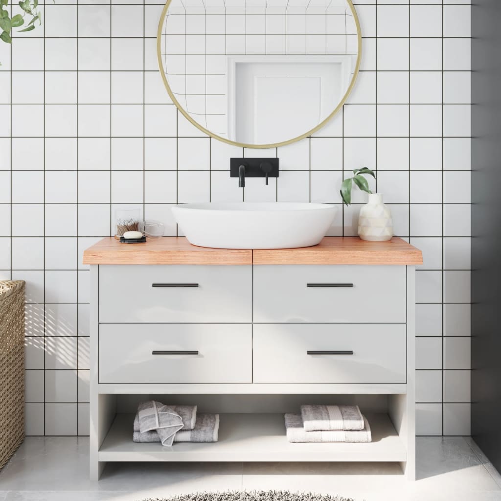 Berkfield Bathroom Countertop Light Brown 120x30x6 cm Treated Solid Wood