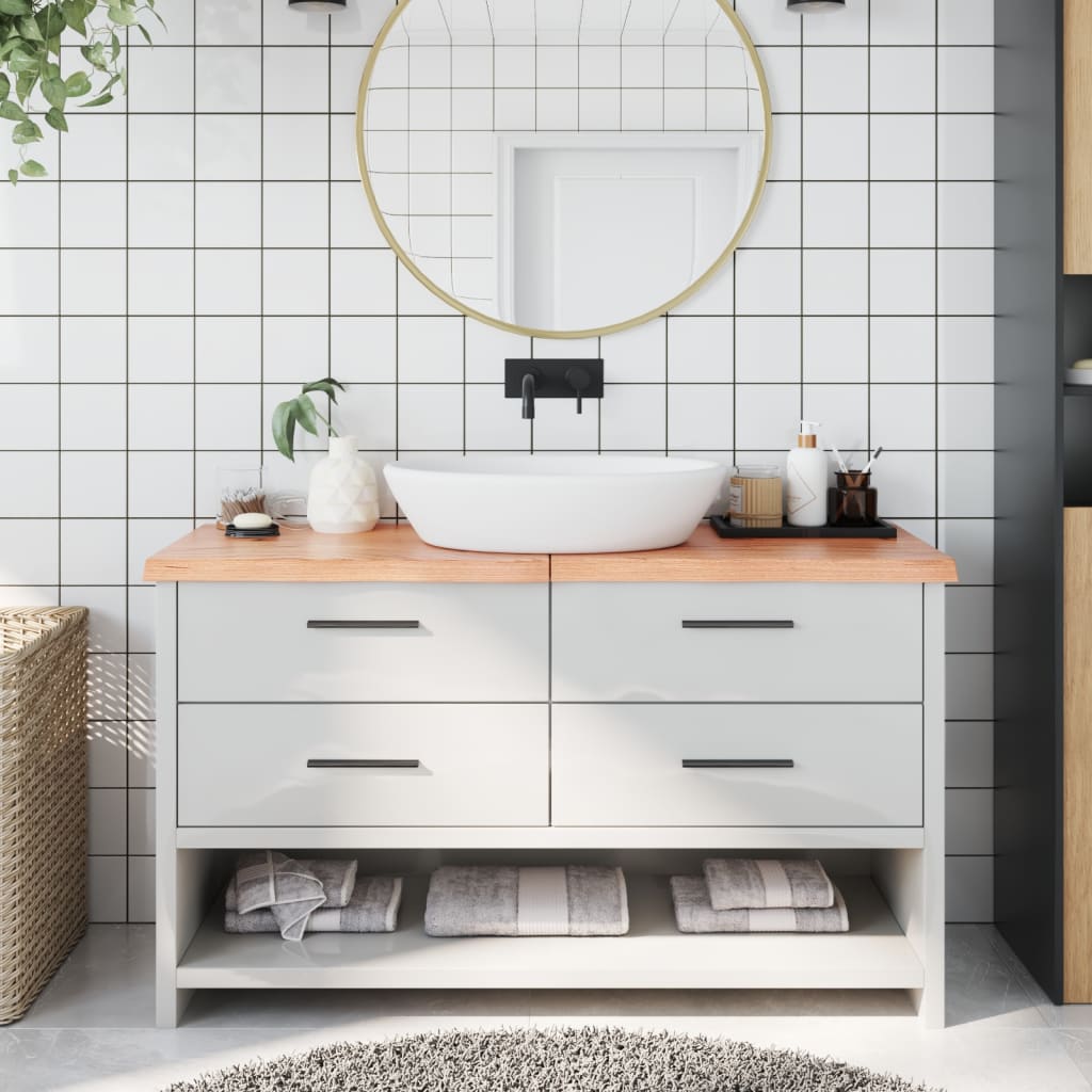 Berkfield Bathroom Countertop Light Brown 140x40x4 cm Treated Solid Wood