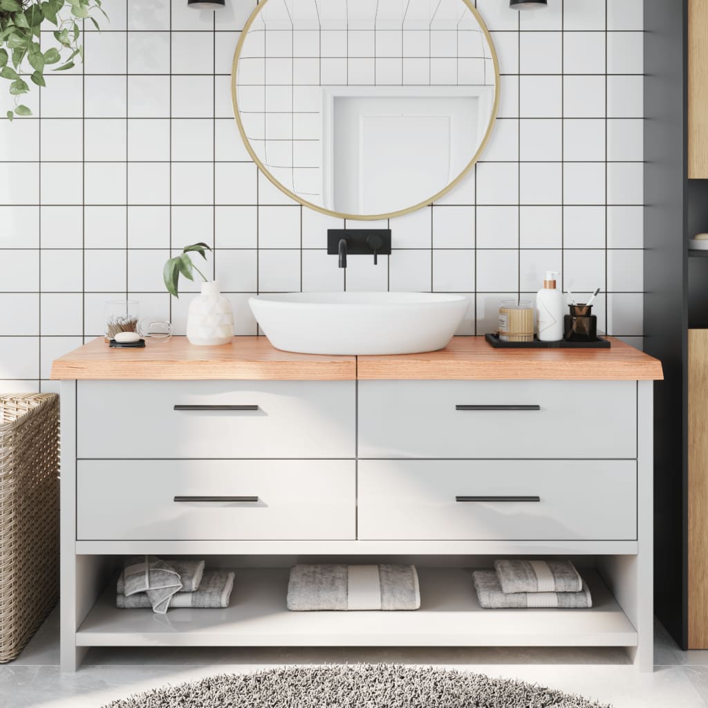 Berkfield Bathroom Countertop Light Brown 160x40x6 cm Treated Solid Wood