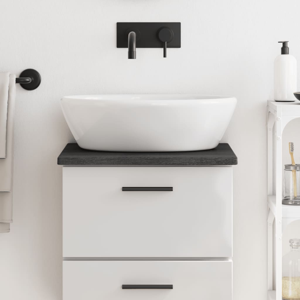 Berkfield Bathroom Countertop Dark Grey 40x30x2 cm Treated Solid Wood