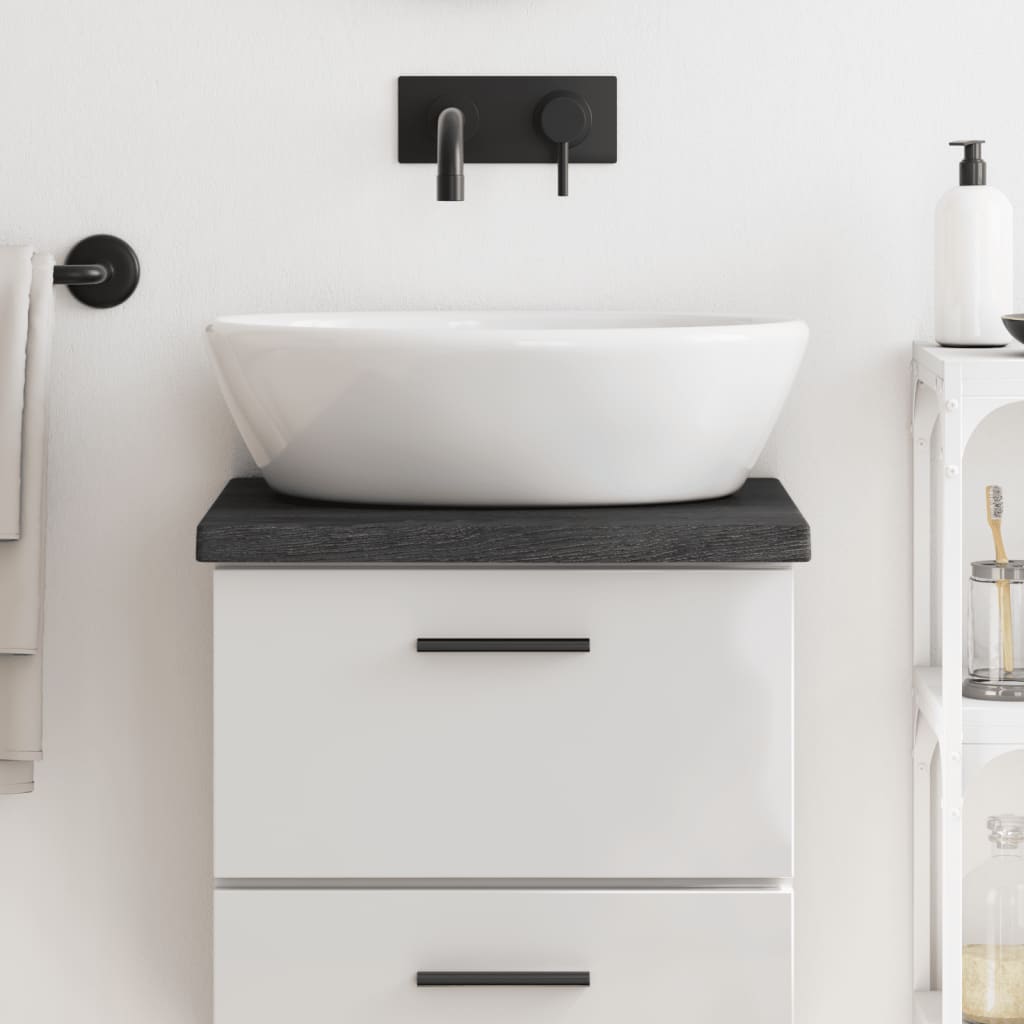 Berkfield Bathroom Countertop Dark Grey 40x30x4 cm Treated Solid Wood