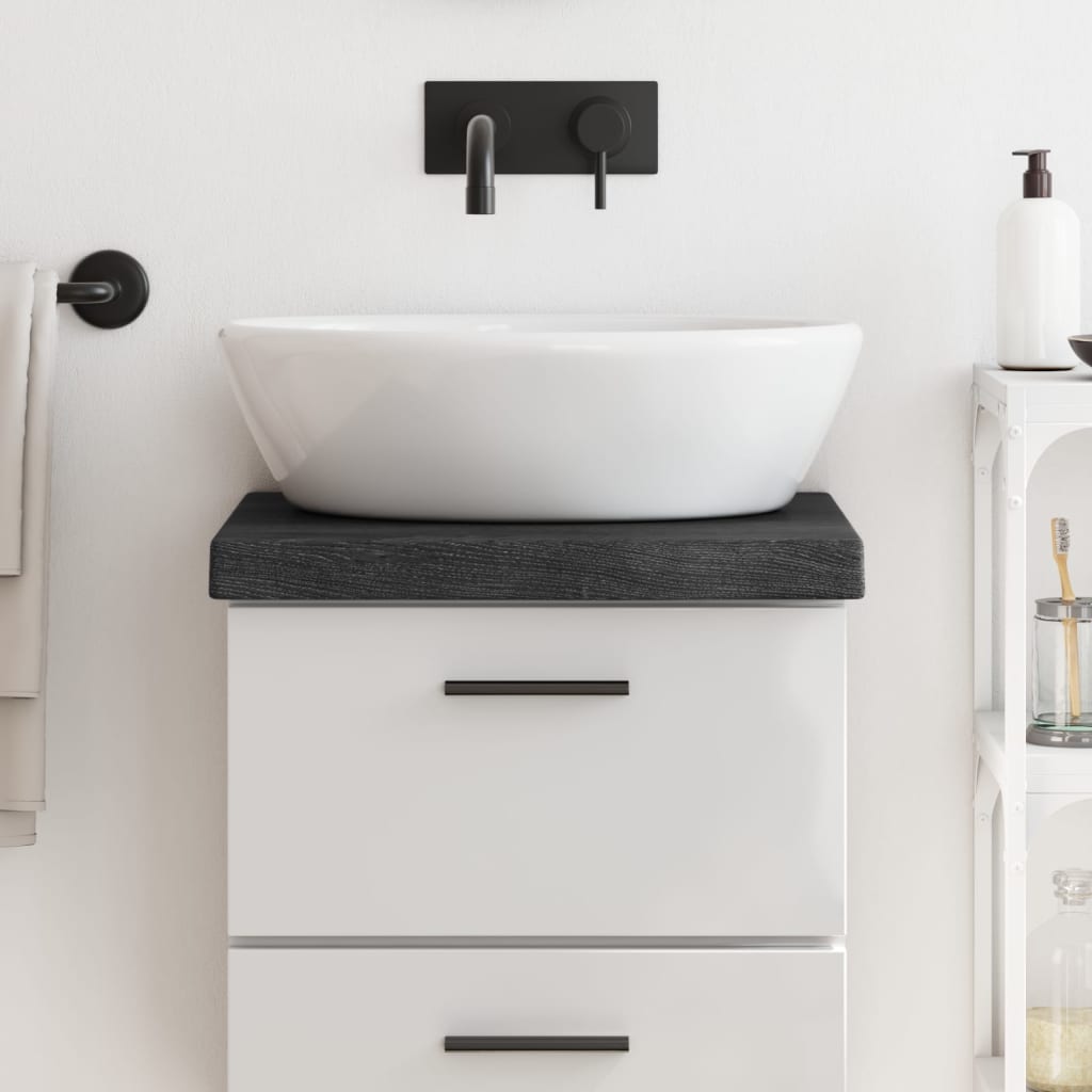 Berkfield Bathroom Countertop Dark Grey 40x40x6 cm Treated Solid Wood