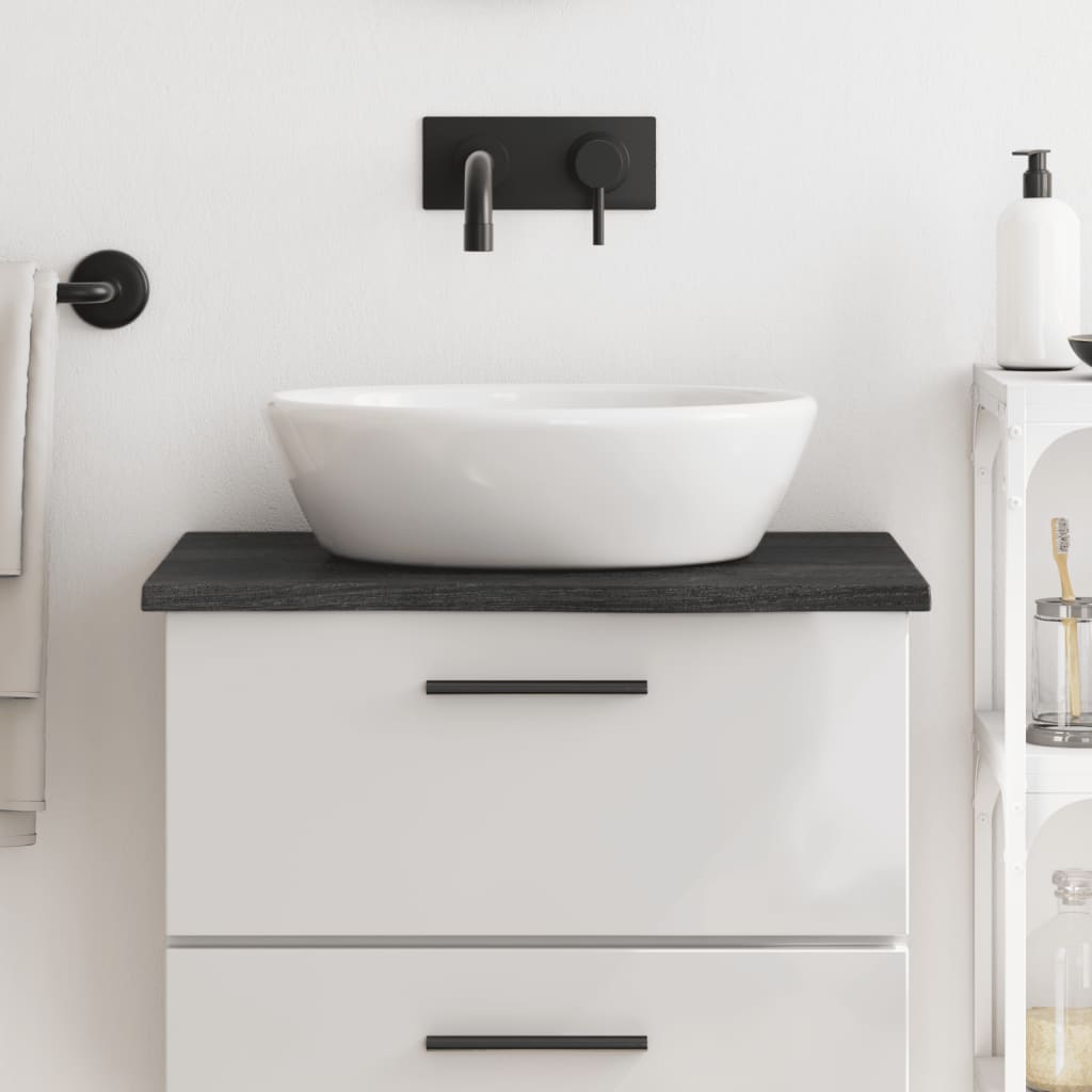 Berkfield Bathroom Countertop Dark Grey 60x50x2 cm Treated Solid Wood