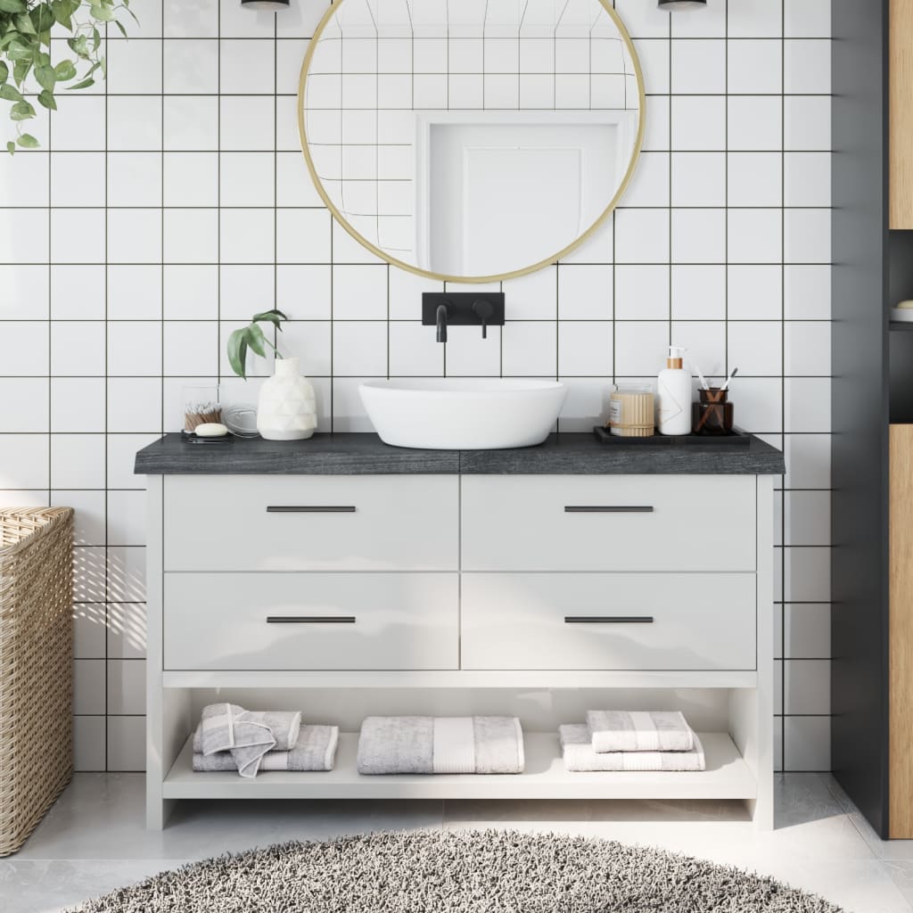 Berkfield Bathroom Countertop Dark Grey 120x30x6 cm Treated Solid Wood