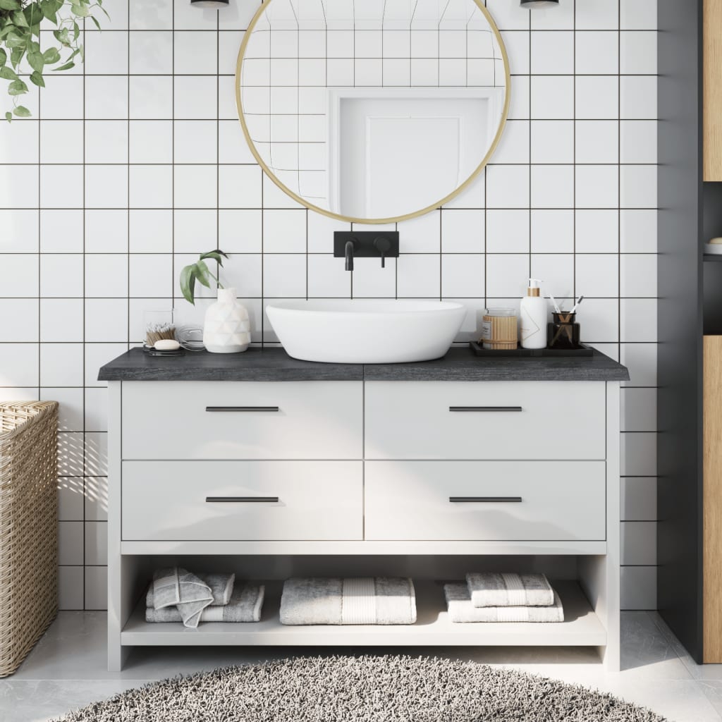 Berkfield Bathroom Countertop Dark Grey 120x40x4 cm Treated Solid Wood